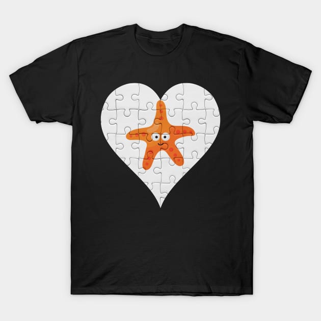 Jigsaw  Starfish Heart Design - Fish Starfish T-Shirt by giftideas